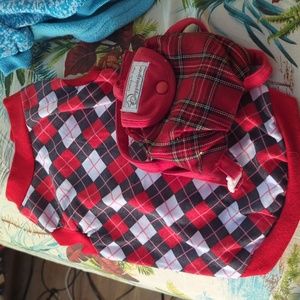 Argyle holiday plaid dog t-shirt & backpack M medium
